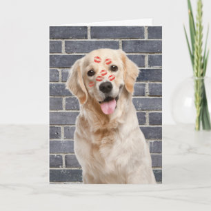 Birthday Golden Retriever on brick Card