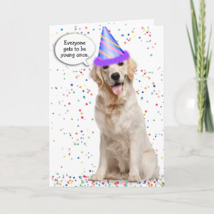 Birthday Golden Retriever on Stars Card
