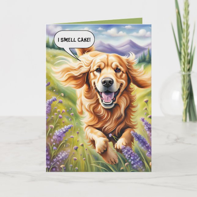 Birthday Golden Retriever Running Card (Front)