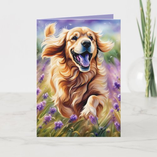 Birthday Golden Retriever Running Card