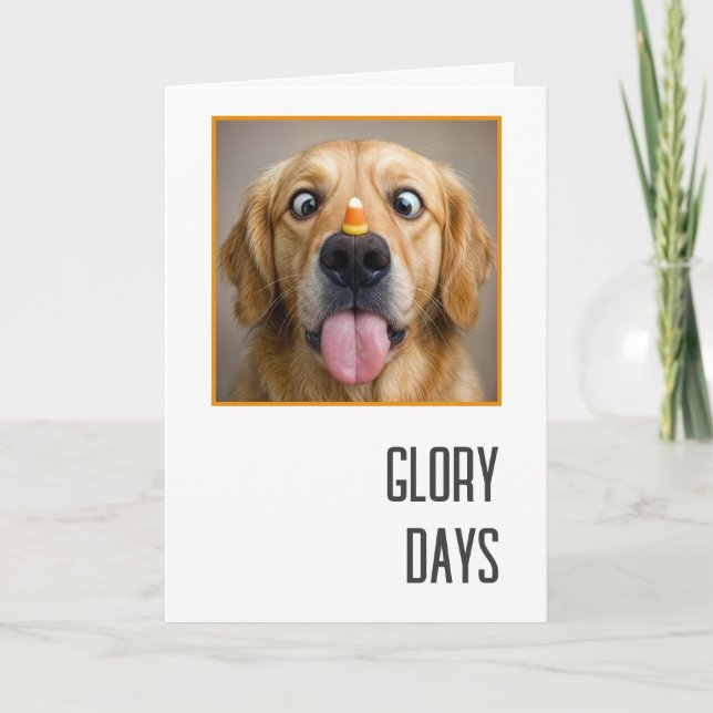 Birthday Golden Retriever With Candy Corn Card (Front)