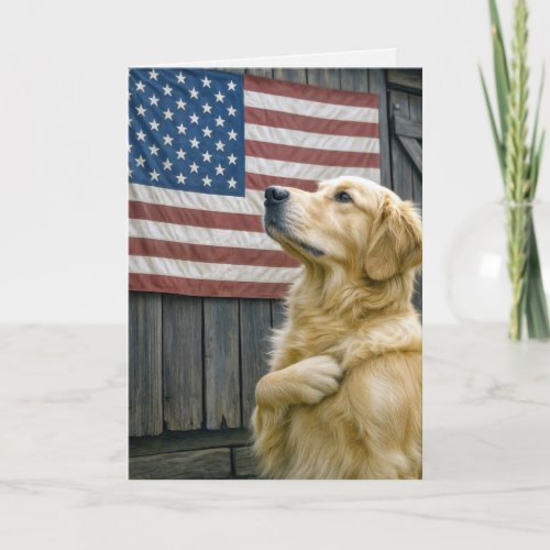 Birthday Golden Retriever With Flag