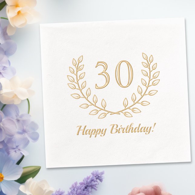 Birthday Golden Wreath Custom Number Foil Napkins (Creator Uploaded)