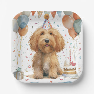 Birthday Goldendoodle Dog Paper Plates