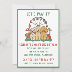 Birthday Goldendoodle Dogs At A Carnival Invitation