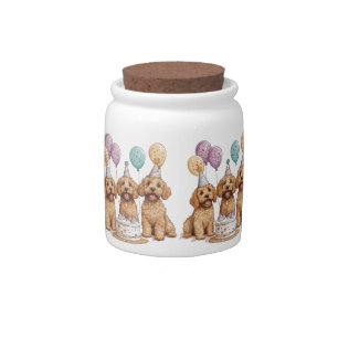 Birthday Goldendoodle Dogs Birthday Cake Candy Jar