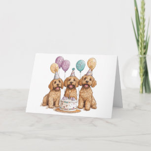 Birthday Goldendoodle Dogs Birthday Cake Card