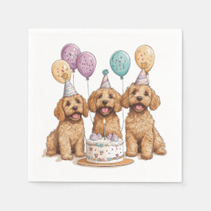 Birthday Goldendoodle Dogs Birthday Cake Napkins