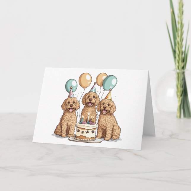 Birthday Goldendoodle Dogs Card (Front)
