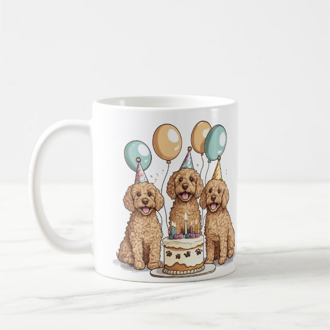 Birthday Goldendoodle Dogs Coffee Mug (Left)