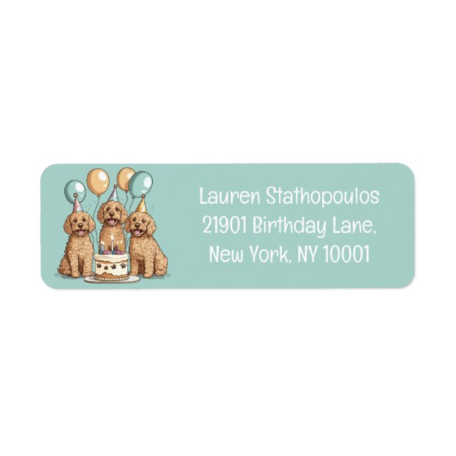 Birthday Goldendoodle Dogs Label (Front)