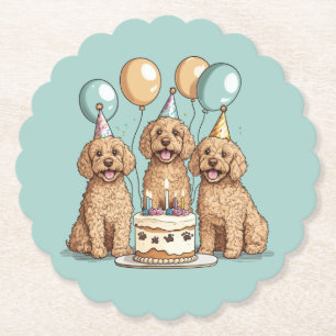 Birthday Goldendoodle Dogs Paper Coaster