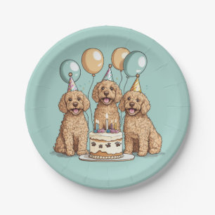 Birthday Goldendoodle Dogs Paper Plates
