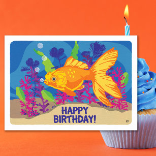 Birthday card with a fish