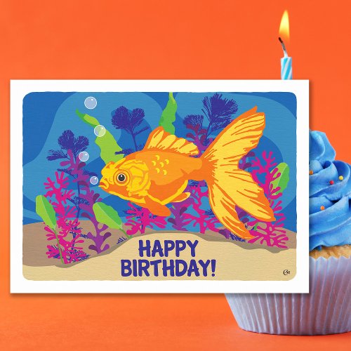 Birthday Goldfish Aquarium Blank Card