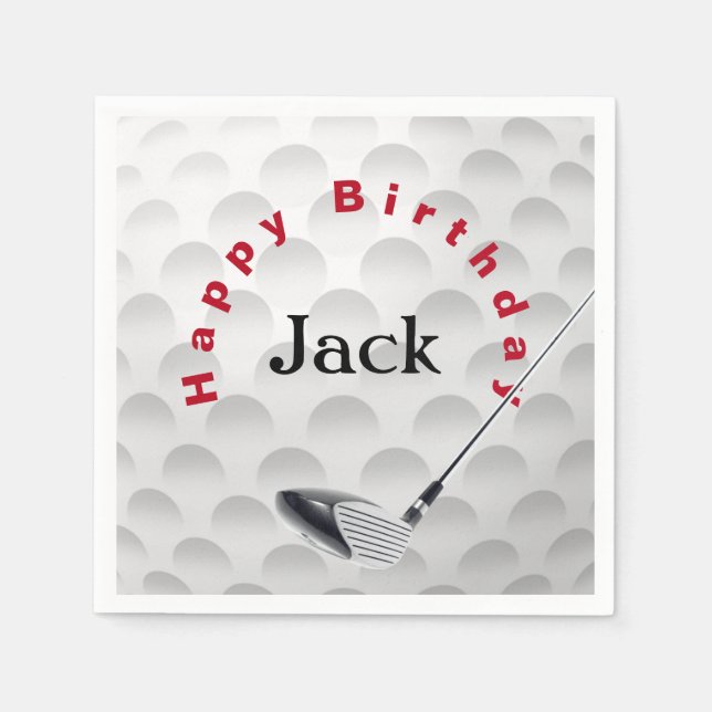 Birthday Golf Ball And Club Napkins (Front)
