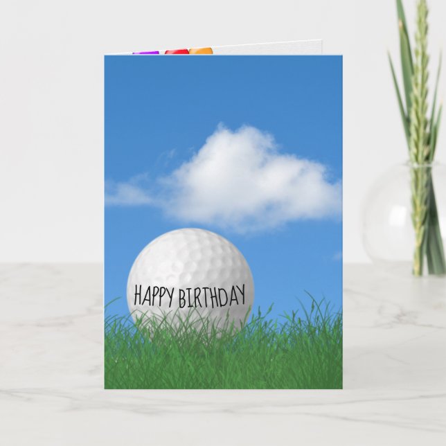 birthday golf ball in grass card (Front)