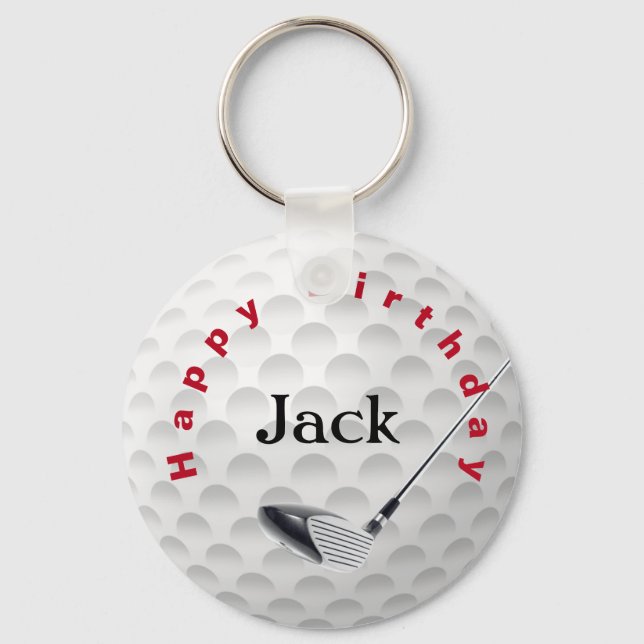 Birthday Golf Ball  Keychain (Front)