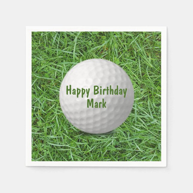 Birthday Golf Ball on Grass Napkins (Front)