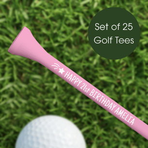Birthday Golf Tees Custom Name Any Age Pink
