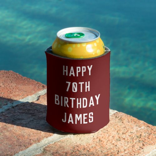 Birthday Golfer 70th Elegant Burgundy Dad Stylish Can Cooler