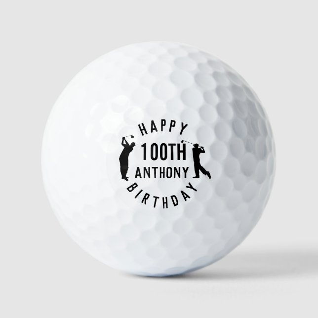 Birthday Golfer Funny 100th happy Dad Golf Balls (Front)