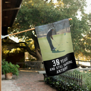 Birthday Golfer Funny 30th happy Par Photo House Flag