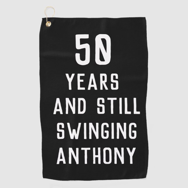 Birthday Golfer Funny 50th happy Dad Par Golf Towel (Front)