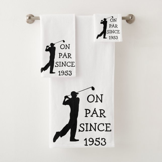 Birthday Golfer Funny 70th happy Dad Par Bath Towel Set (Insitu)