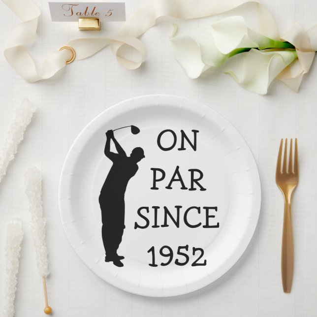 Birthday Golfer Funny 70th happy Dad Par Paper Plates (Wedding)