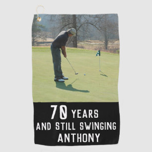 Birthday Golfer Funny 70th happy Dad Par Photo Golf Towel