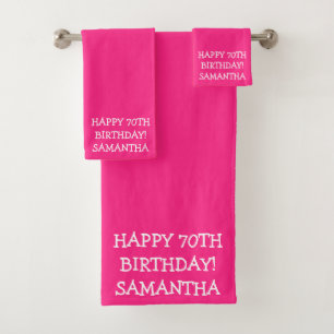 Birthday Golfer Funny 70th Pink Mom Bath Towel Set
