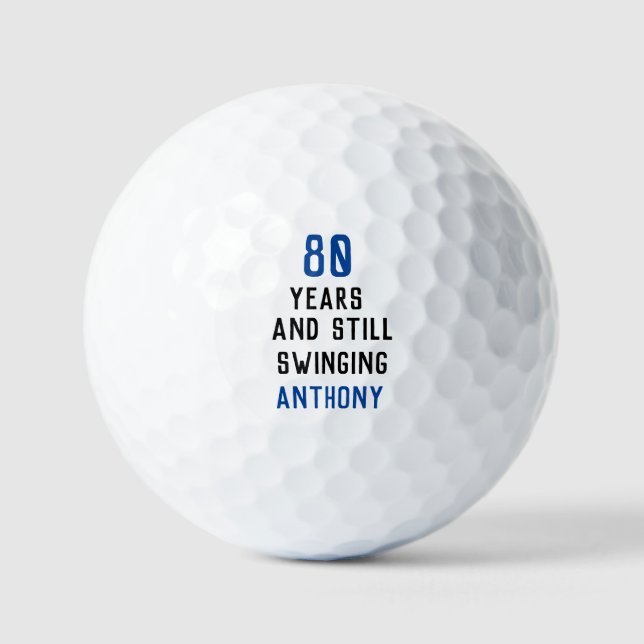 Birthday Golfer Funny 80th happy Dad Par Blue Golf Balls (Front)