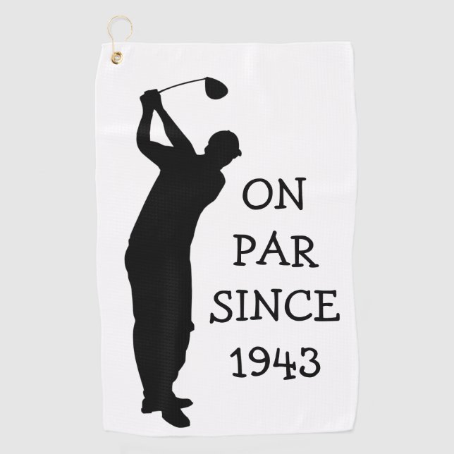 Birthday Golfer Funny 80th happy Dad Par Humor Golf Towel (Front)