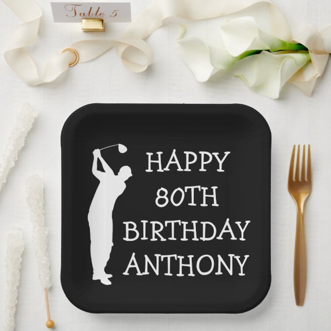 Birthday Golfer Funny 80th happy Dad Par Paper Plates (Wedding)