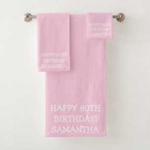 Birthday Golfer Funny 80th happy Mom  Bath Towel Set