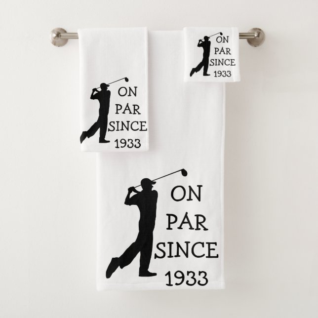 Birthday Golfer Funny 90th happy Dad Par Bath Towel Set (Insitu)
