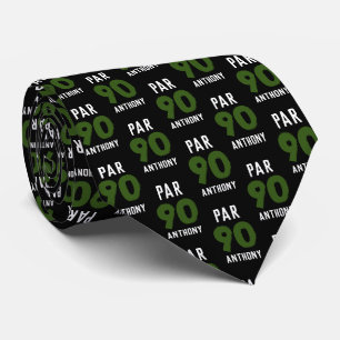 Birthday Golfer Green 90th happy Dad Par Neck Tie