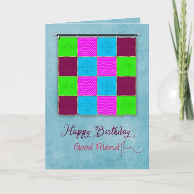 Birthday, Good Friend, Wall-hanging Quilt Card (Front)