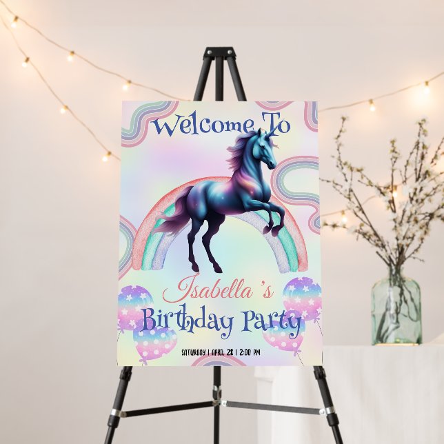 Birthday gradient rainbow unicorn Party for Girls Foam Board (In Situ (Stand))