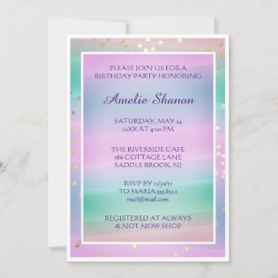 Birthday Graduate Pink Pastel Confetti Photo Invitation
