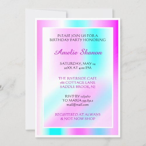  Birthday Graduate Pink Pastel Frame Custom Photo  Invitation