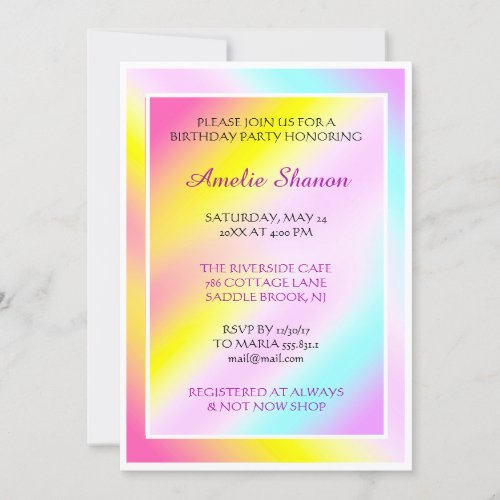  Birthday Graduate Pink Pastel Frame Photo Blue Invitation