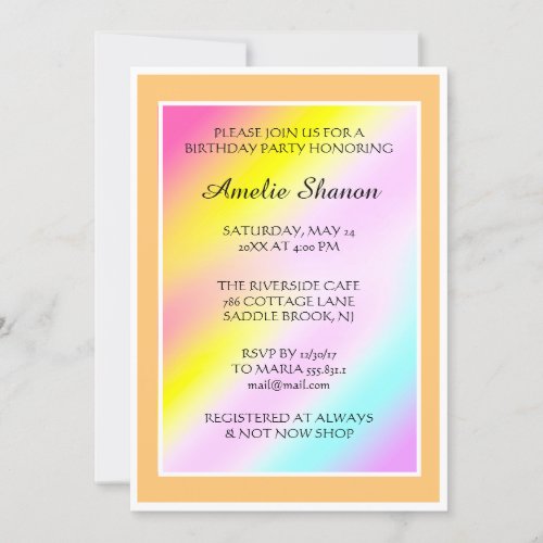  Birthday Graduate Pink Pastel Frame Photo Ombre  Invitation