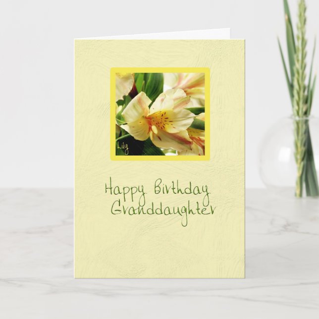 Birthday Grandaughter Yellow Lily Card (Front)