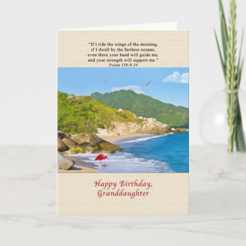 Birthday Granddaughter Beach Hills Birds Card