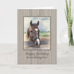 Birthday, Granddaughter, Brown Horse with Bridle Card<br><div class="desc">This birthday greeting card for a granddaughter shows the image of a brown horse standing in the paddock has a soft and dreamy quality to it.</div>