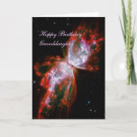 Birthday Granddaughter, Butterfly Nebula, Scorpius Card<br><div class="desc">Galaxies, Stars and Nebulae series NGC 6302, more popularly called the Bug Nebula or the Butterfly Nebula, lies within our Milky Way galaxy, roughly 3800 light-years away in the constellation of Scorpius. The central dying star cannot be seen, because it's hidden within a doughnut-shaped ring of dust, which appears as...</div>