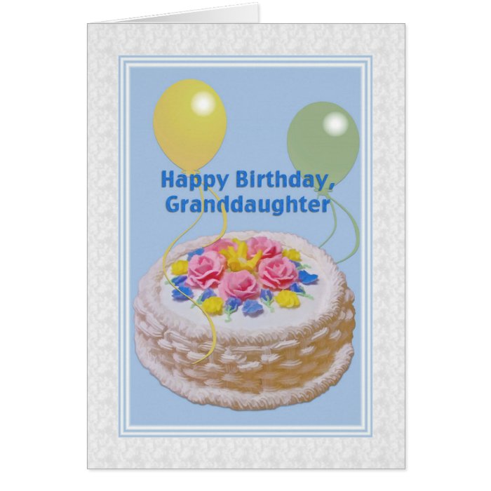 Birthday, Granddaughter, Cake and Balloons Card