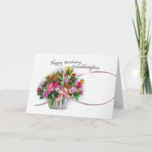 Birthday, Granddaughter, Flower Basket Card (Front)
